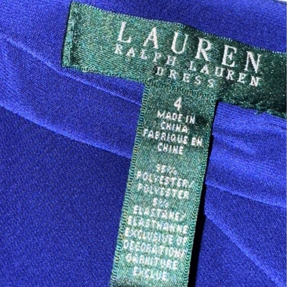 Lauren Ralph Lauren Elegant Blue Ruched Asymmetrical Sheath Dress - Picture 5 of 5